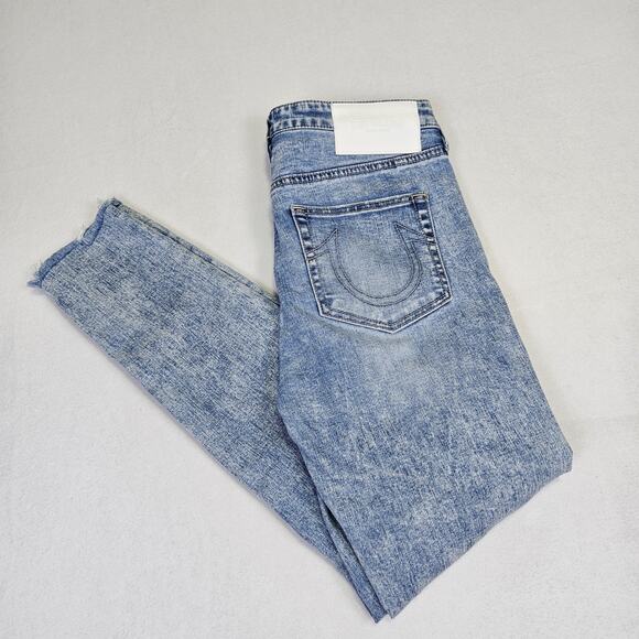 True Religion Womens 29 Jean Halle High Rise Stonewash Stretch Distressed Holes - Picture 2 of 16